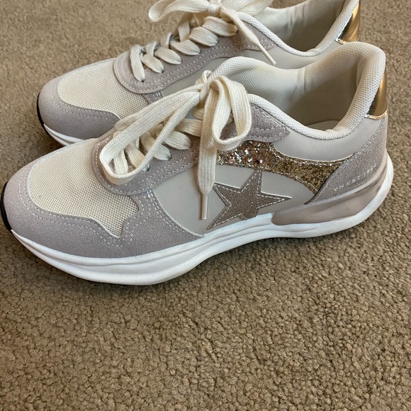 Vintage Havana Sneakers Womens 8.5 Beige Nude Glitter Run Shoes - Picture 3 of 4